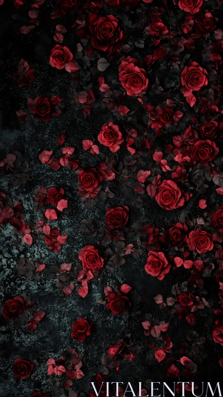 Crimson Blooms on Dark Canvas.