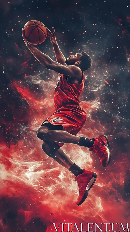 Electric skyward leap of a soaring basketball dreamer.