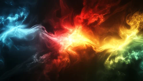 Radiant spectral energy currents collide across dark void