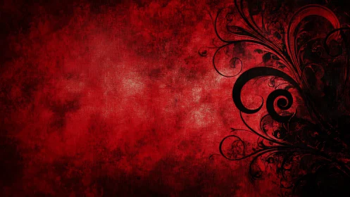 Crimson Whispers: Baroque Tendrils Dance Through Velvet Shadows.
