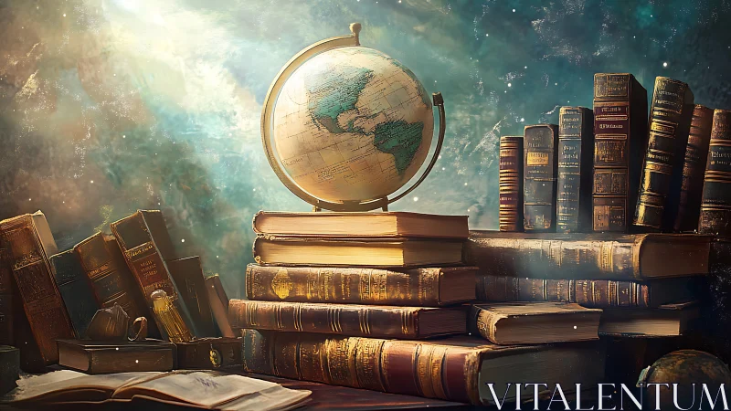 Starlit atlas and ancient books mapping hidden worlds.