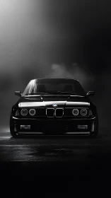 Midnight BMW classic stands poised in dramatic studio light