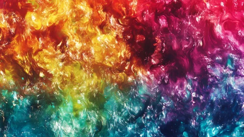 Multicolor swirling abstract texture forms dense fluid field