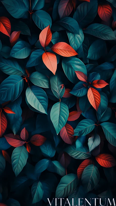 Velvety teal and crimson leaves create soothing forest magic