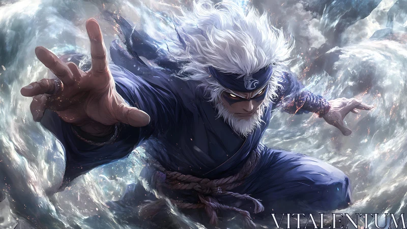 Storm-calling warrior channels swirling elemental power.