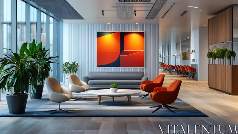 Sunlit modern lounge invites relaxed conversation and calm focus