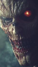 Smoldering skull creature with a haunting, fiery gaze.