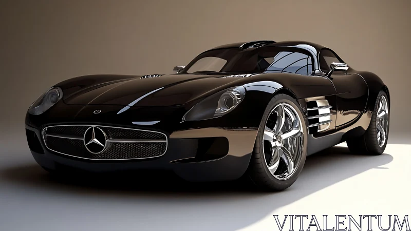 High-gloss black sports coupé rendered in studio-grade 3D lighting