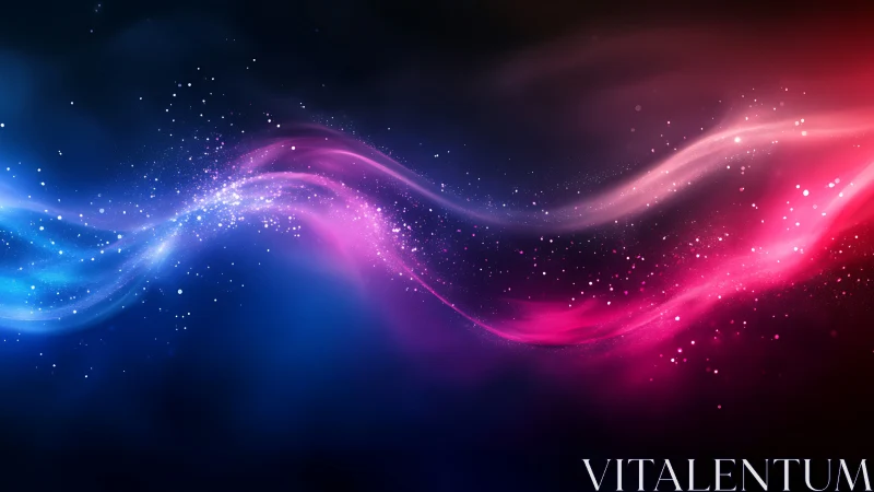 Bicolor luminous energy waves with particle trails on dark field