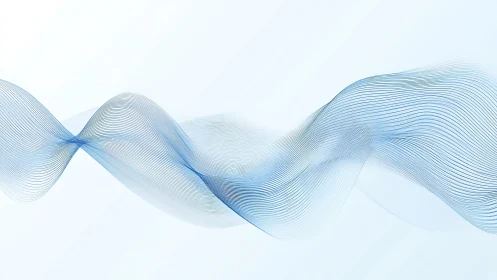 Parametric blue waveforms forming fluid generative ribbon surfaces