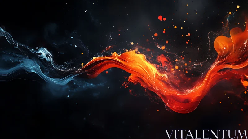 Fluid red and blue streams on dark abstract background.