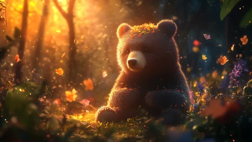 Backlit baby bear rendered with volumetric light and dense fur shaders