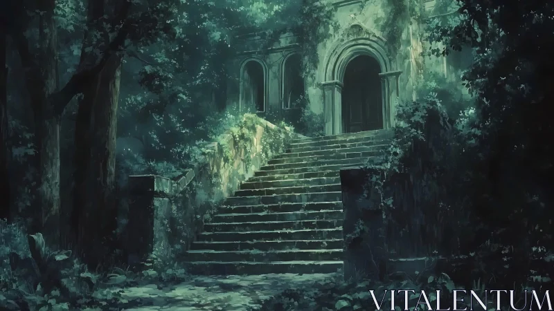 Silent stone staircase invites the forest to reclaim memory