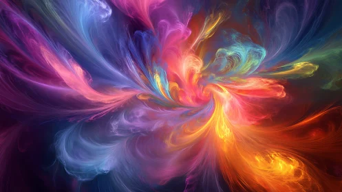 Prismatic Vortex Bloom swirling in luminous nebula colorstorms.