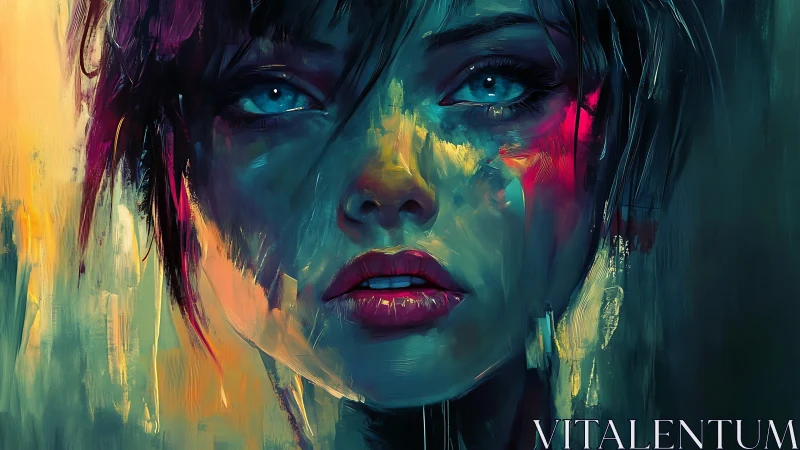 Chromatic portrait study of luminous gaze in digital pigment.