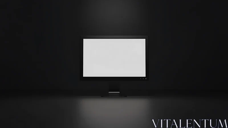 Minimalist black desk monitor glowing with quiet focus.