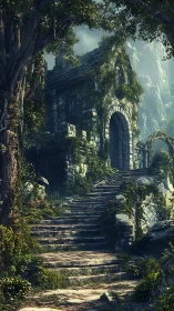 Mossy stone stairway lures wanderers toward a forgotten gate
