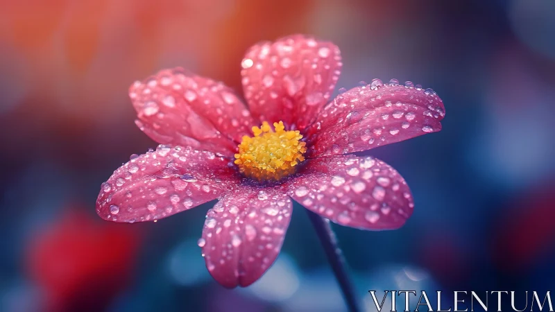Crimson Petals Jeweled in Morning Dew