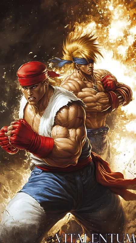 Fiery street brawlers ready for a showdown together.