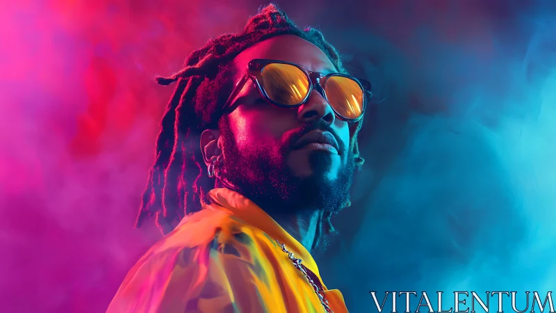 Neon bicolor portrait in cinematic cyberpunk lighting matrix.