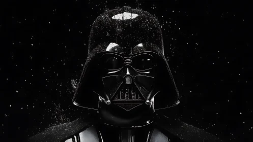 Dark armored mask under stark cinematic backlighting.