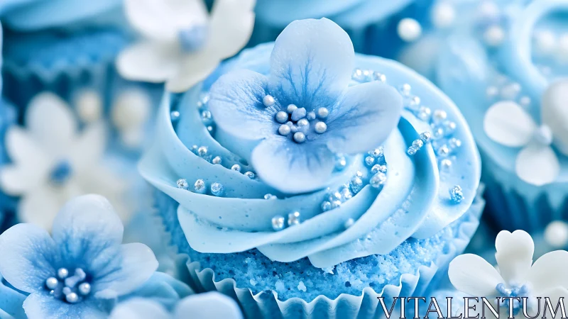 Sky-Tinted Dreams: Delicate Blooms Crowned on Sweet Confections