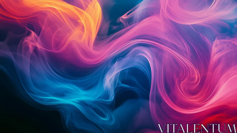 Colored fluid light trails in abstract swirling formation.