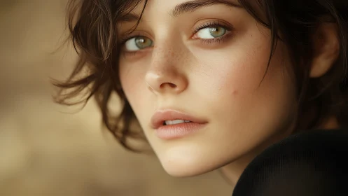 Close portrait shows detailed facial rendering in soft focus
