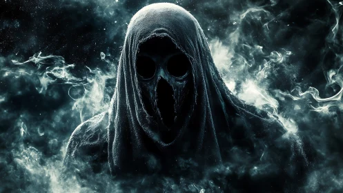 Spectral Wraith Portrait in High-Contrast Digital Rendering.