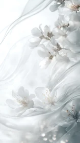 White Cherry Blossoms with Delicate Stamen: High-Key Floral Study