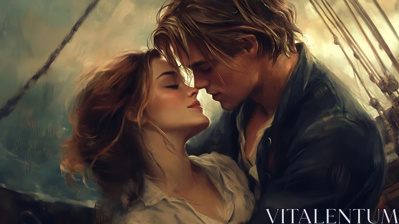 Romantic Intimate Portrait: Soft-Lit Couple with Nautical Atmospheric Setting