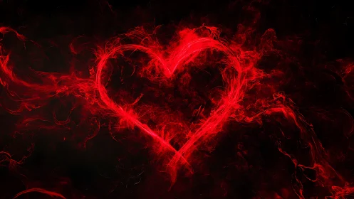 Fiery Heart Blazing Against Darkness