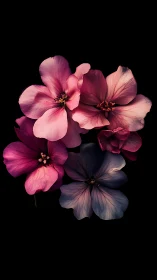 Translucent Petal Arrangement Against Black: Soft Focus Floral Study