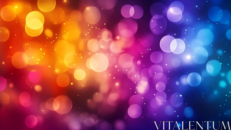 Vibrant bokeh lights abstract background in rainbow gradient style.