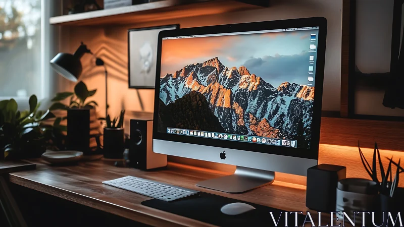 Desktop computer workstation with monitor and peripherals.