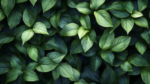 Lush green leaves layered in a soothing natural embrace.