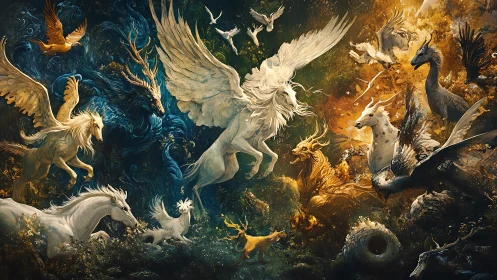 Winged myths collide as dawn and dusk beasts trade storms