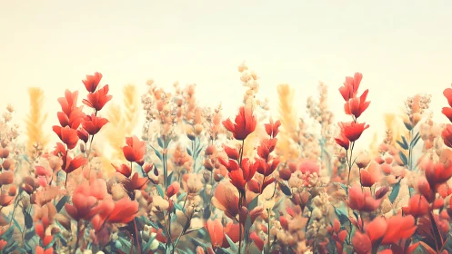 Red Tulips in Golden Afternoon Light