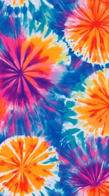 Joyful tie-dye bursts in bright pink, orange, and blue.