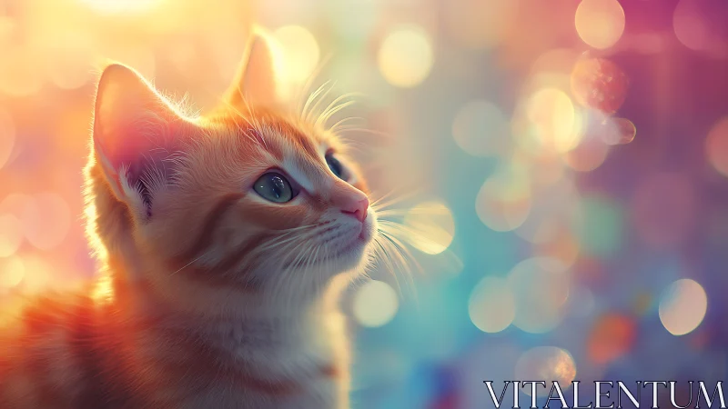 Feline Portrait with Chromatic Bokeh and Luminescence.