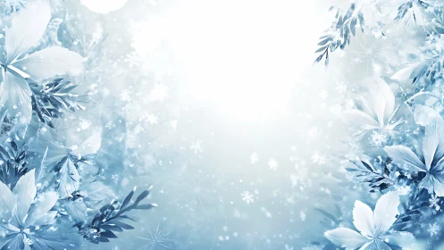 Digital frost-toned foliage frames a bright central space