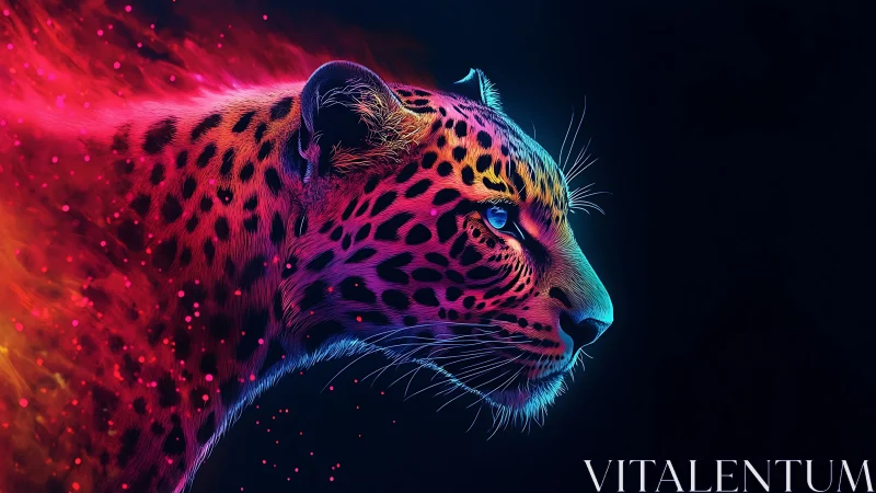 Neon Leopard: High-Contrast Digital Portrait Study.