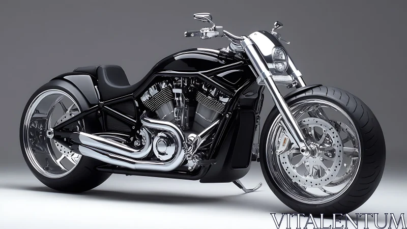 Custom V-twin power cruiser motorcycle rendered in studio
