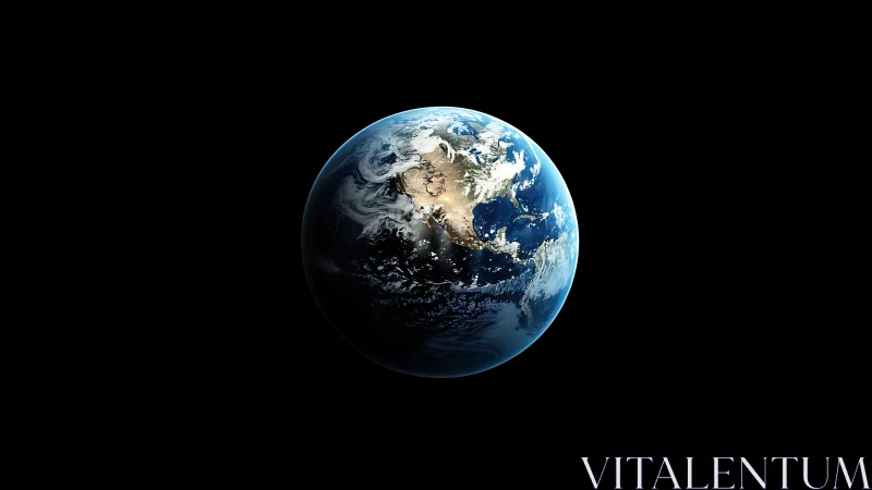Sunlit Earth floats against deep black cosmic background