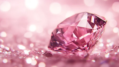 Sparkling pink gemstone resting in a dreamy blush glow.