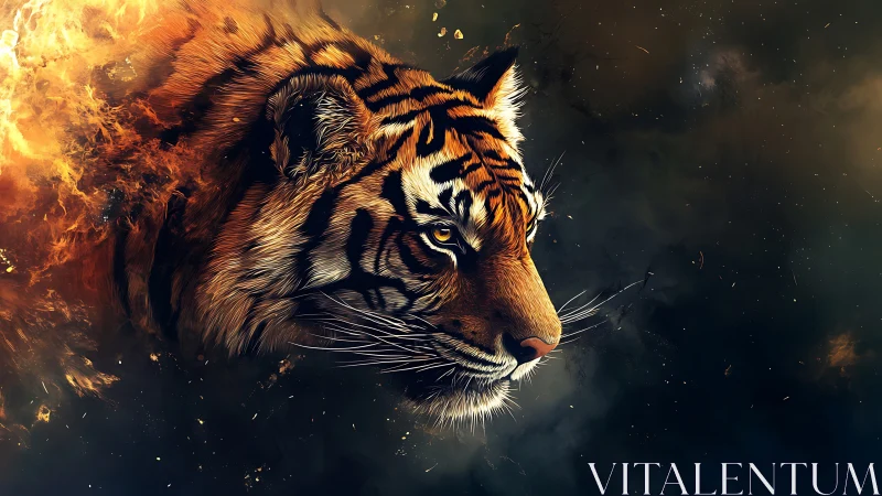 Thermal plasma-tiger head emerging through combustion gradients.