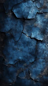 Deep blue cracked wall texture shows dramatic surface decay
