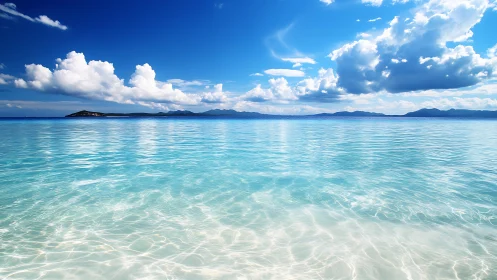 Crystal-clear tropical sea under dramatic cloud formations