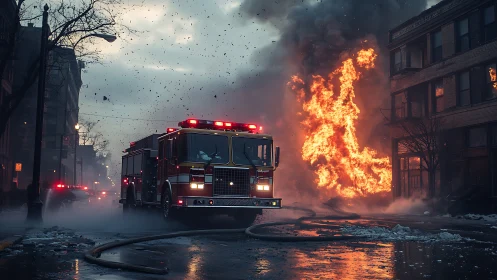 Firefighters Battle Urban Inferno.