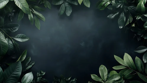 Deep emerald leaves framing a calm midnight forest hush.